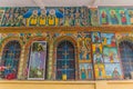 AXUM, ETHIOPIA - MARCH 19, 2019: Colorful paintings of Enda Iyesus (Jesus) Church in Axum, Ethiop