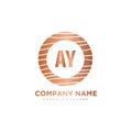 AY Initial Letter circle wood logo template vector