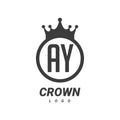 AY A Y Letter Logo Design with Circular Crown