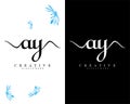 Ay, ya handwriting letter logo design vector