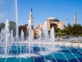 Aya Sofia mosque in Istanbul with a fountain in the foreground Royalty Free Stock Photo