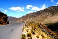 ayacucho peru mountain with curve on the road with asphalt in blue