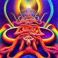 Ayahuasca experience, holistic healing, spiritual insight psychedelic vision surreal illustration