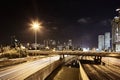 Ayalon road Tel Aviv night view panoramic photo Royalty Free Stock Photo