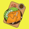 Asian fried chicken illustration vector