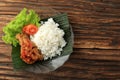 Ayam Geprek Sambal BAwang with Steamed White Rice