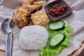 Ayam Goreng - Indonesian fried chicken rice Royalty Free Stock Photo