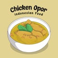 Chicken opor Indonesian food illustration vector