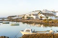 Ayamonte cityscape with fishermen`s boats, Andalusia, Spain