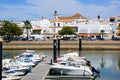 Ayamonte marina and town buildings, Spain.