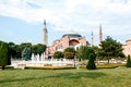 Ayasofya museum and fountain view from on the Sultanahmet Square in Istanbul, Turkey.