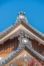 raditional japanese roof ornaments of Kakujudai Shuin Building at Eikando Zenrin-ji temple. Kyoto, Japan.