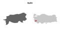 Aydin outline map Royalty Free Stock Photo