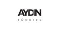 Aydin in the Turkey emblem. The design features a geometric style, vector illustration with bold typography in a modern font. The