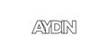 Aydin in the Turkey emblem. The design features a geometric style, vector illustration with bold typography in a modern font. The