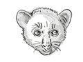 Aye-Aye or Daubentonia madagascariensis Endangered Wildlife Cartoon Retro Drawing Royalty Free Stock Photo