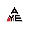 AYE triangle letter logo design with triangle shape. AYE triangle logo design monogram. AYE triangle vector logo template with red