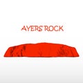 Ayers Rock. Symbol of Australia. Logotype Uluru. Sightseeing Australia.