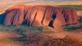 Ayers Rock, Tourist Attraction, glowing Monolith, Australia, aerial view, seen from Heli Royalty Free Stock Photo