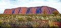 Ayers Rock, Uluru, glowing in evening sun, Outback, Australia Royalty Free Stock Photo