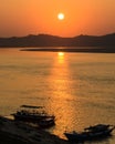 Ayeyarwady river sunset, Myanmar Royalty Free Stock Photo