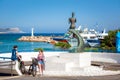 AYIA NAPA, CYPRUS - APRIL 21, 2017: A view of the main square towards sea Royalty Free Stock Photo