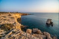 Ayia Napa, Cyprus landscape with beautiful love rock bridge on mediterranean sea at sunset Royalty Free Stock Photo