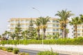 Ayia Napa, Cyprus, 02/02/2018: Beautiful modern hotel in the resort town