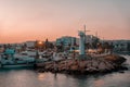 Ayia Napa, Cyprus - July 07, 2022: Boats and ships moored in Ayia Napa harbor Royalty Free Stock Photo