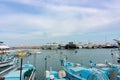 Ayia Napa, Cyprus - June 2, 2018: Port of Ayia Napa. The port has moored numerous fishing boats, tourist boats and luxury yachts