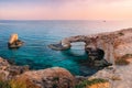 Ayia Napa love bridge on mediterranean sea at sunset, Cyprus l Royalty Free Stock Photo