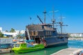 Ayia Napa Marina in Cyprus with the Caribbean pirates\' tourist boat, Black Pearl.