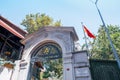 Ayia Triada historical Greek Rum Orthodox Church graveyard with trees built in 1880 in Taksim for funeral ceremony death tomb