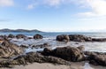 View of Pacific Ocean from a rocky beach Royalty Free Stock Photo