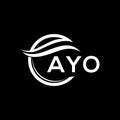 AYO letter logo design on black background. AYO creative circle letter logo concept. AYO letter design.AYO letter logo design on Royalty Free Stock Photo