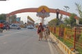 Devotee is exploring Ayodhya Dhaam at Ayodhya, Uttar Pradesh, india Royalty Free Stock Photo