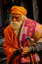 Portrait of rural village man with colorful attire at Ayodhya Royalty Free Stock Photo