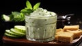 Ayran Drink with Mint and Cucumber in Glass on Wooden Table Shimmering Lights in Background