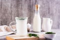 Ayran homemade yogurt drink with dill in a glass on the table Royalty Free Stock Photo