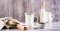 Ayran homemade yogurt drink with dill in a glass on the table web banner Royalty Free Stock Photo