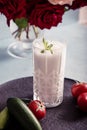 Ayran - liquid drink made from yogurt in ransparent glass cup