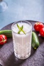 Ayran - liquid drink made from yogurt in ransparent glass cup Royalty Free Stock Photo