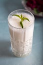 Ayran - liquid drink made from yogurt in ransparent glass cup