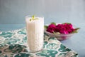 Ayran - liquid drink made from yogurt in ransparent glass cup