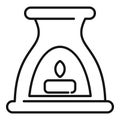 Ayurveda burning candle icon, outline style