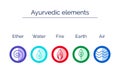 Ayurveda elements: water, fire, air, earth, ether. Royalty Free Stock Photo