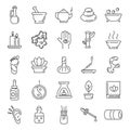 Ayurveda icons set, outline style