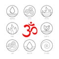 Ayurveda icons set, thin vetor signs