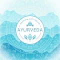 Ayurveda illustration with mountains landscape