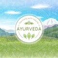 Ayurveda illustration with mountains landscape